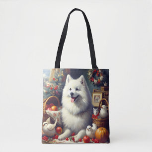 Vintage American Eskimo Painting Tote Bag