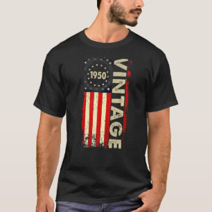 Vintage American Flag 1950 Birthday Women Men T-Shirt