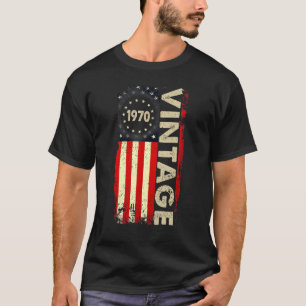 Vintage American Flag 1970 Birthday Women Men T-Shirt