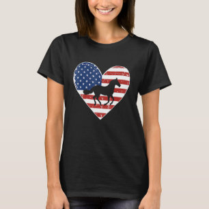 Vintage American Flag 4th of July Horse Dad Mum Ho T-Shirt