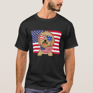 Vintage American Flag 4th Of July Maltipoo Dad Mum T-Shirt