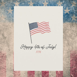 Vintage American Flag 4th of July Postcard