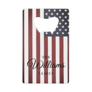 Vintage American flag and custom family name