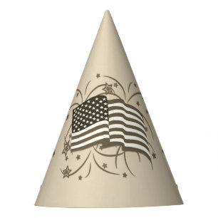 Vintage American Flag and Fireworks Party Hat
