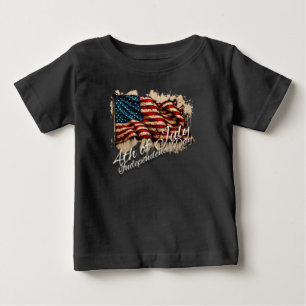 Vintage American Flag Art for 4th of July Baby T-Shirt