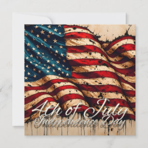 Vintage American Flag Art for 4th of July Card