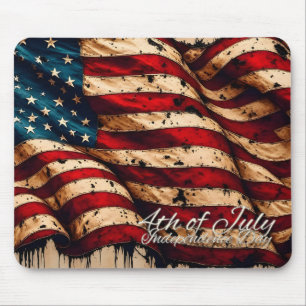 Vintage American Flag Art for 4th of July Mouse Pad