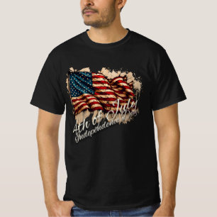 Vintage American Flag Art for 4th of July T-Shirt