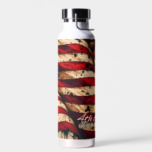 Vintage American Flag Art for 4th of July Water Bottle
