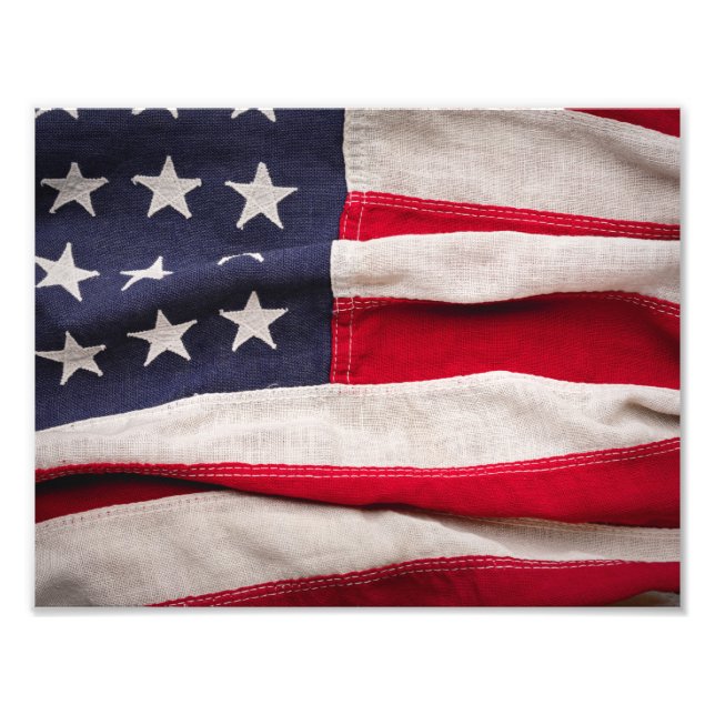 Vintage American Flag Background Photo Print (Front)