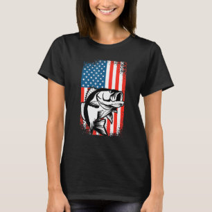 Vintage American Flag Bass Fishing Cool Fish 4th O T-Shirt