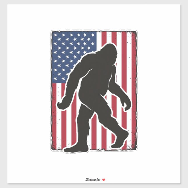 Vintage American Flag Bigfoot Silhouette Vector De (Sheet)