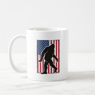 Vintage American Flag Bigfoot Silhouette Vector De Coffee Mug