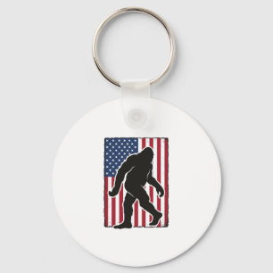 Vintage American Flag Bigfoot Silhouette Vector De Key Ring