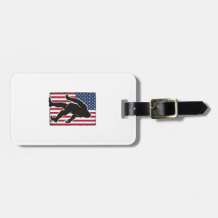 Vintage American Flag Bigfoot Silhouette Vector De Luggage Tag
