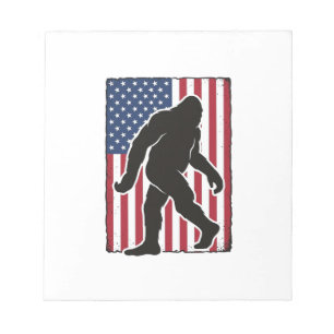 Vintage American Flag Bigfoot Silhouette Vector De Notepad