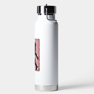 Vintage American Flag Bigfoot Silhouette Vector De Water Bottle