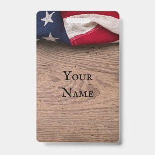Vintage American Flag Border ID Badge