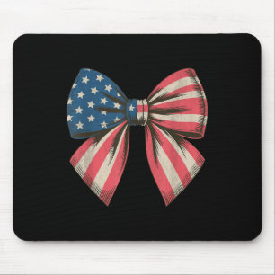 Vintage American Flag Bow 4th Of July Patriotic Gi Mouse Pad