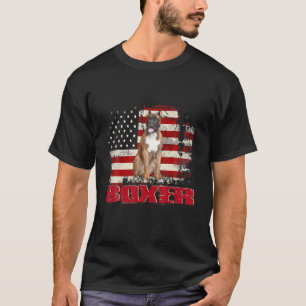 Vintage American Flag Boxer Dog Lover T-Shirt