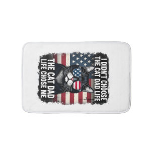Vintage American Flag Cat Dad Father's Day Kitten Bath Mat
