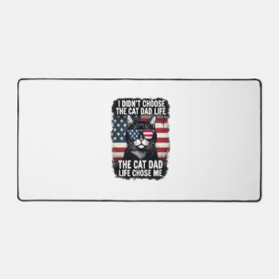 Vintage American Flag Cat Dad Father's Day Kitten  Desk Mat