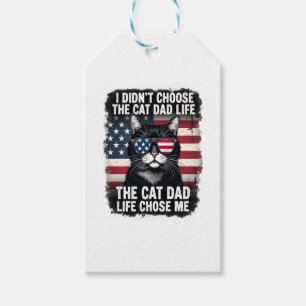Vintage American Flag Cat Dad Father's Day Kitten Gift Tags