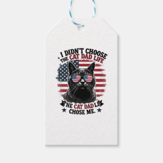 Vintage American Flag Cat Dad Father's Day Kitten  Gift Tags