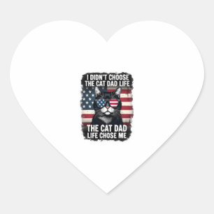 Vintage American Flag Cat Dad Father's Day Kitten  Heart Sticker