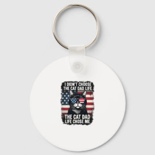 Vintage American Flag Cat Dad Father's Day Kitten  Key Ring