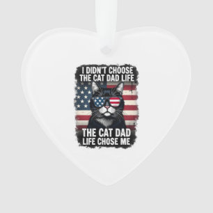 Vintage American Flag Cat Dad Father's Day Kitten Ornament