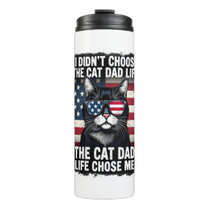 Vintage American Flag Cat Dad Father's Day Kitten Thermal Tumbler