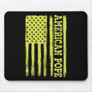 Vintage American Flag Catholic First American Pope Mouse Pad