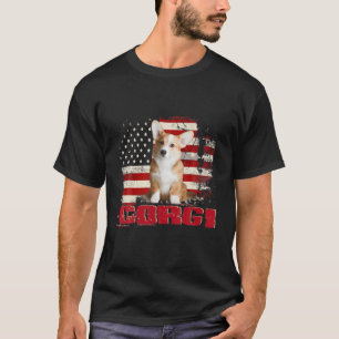 Vintage American Flag Corgi Dog Lover T-Shirt