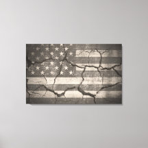 Vintage American Flag Cracked Wall