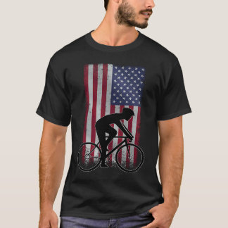 Vintage American Flag Cycling bike T-Shirt