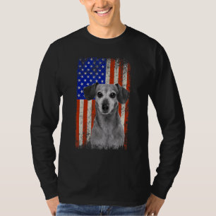 Vintage American Flag Dachshund Dog Dad Mum Puppy T-Shirt