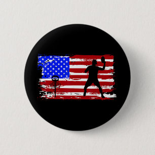 Vintage American Flag Disc Golf Men Women Youth 6 Cm Round Badge