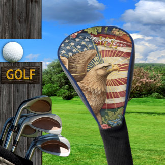 Vintage American Flag, Eagle, USA Patriotic Art Golf Head Cover