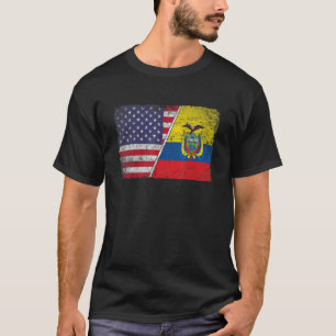 Vintage American Flag & Ecuador Flag Patriotic T-Shirt