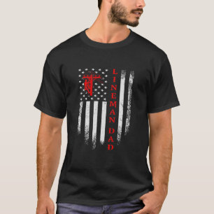 Vintage American Flag Electric Cable Lineman Dad T-Shirt