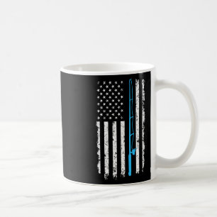 Vintage American Flag Fishing Rod Short Sleeve  Coffee Mug
