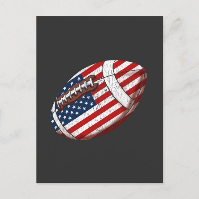 Vintage American Flag Football Player Postcard (Front)