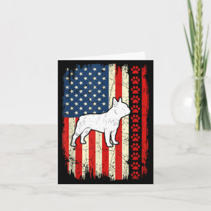 Vintage american flag french bulldog patriotic card