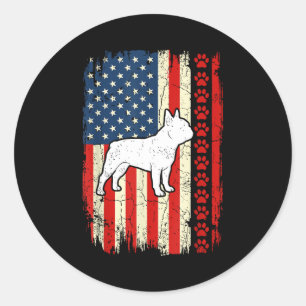 Vintage american flag french bulldog patriotic classic round sticker