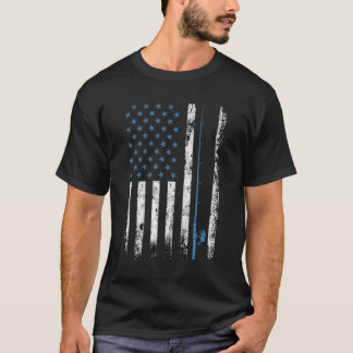 Vintage American Flag Funny Bass Fishing Gift For  T-Shirt