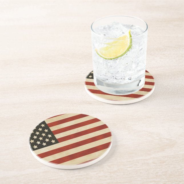 Vintage American Flag GIFTS Coaster (Side)