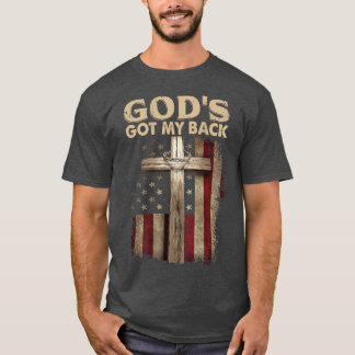 Vintage American Flag Gods Got My Back Cross Chris T-Shirt