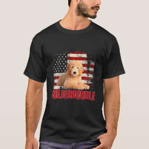 Vintage American Flag Goldendoodle Dog Lover T-Shirt