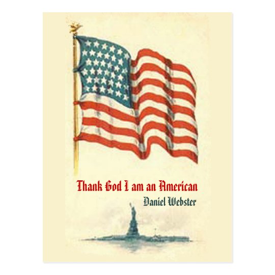 Vintage American Flag Gratitude Postcard